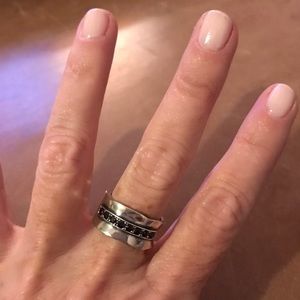 Silver and garnet ring